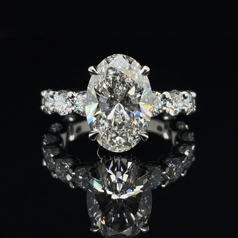 Lab Grown Oval Cut U Prong Diamond Engagement Ring -1.50CT+