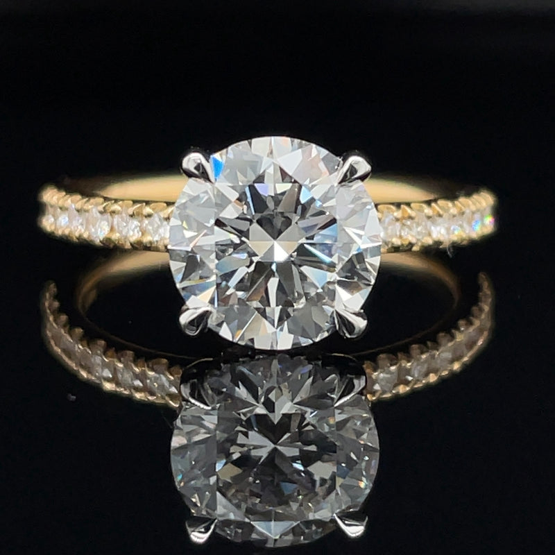 Two-Toned Lab Grown Round Brilliant Cut Diamond Engagement Ring -1.0CT+