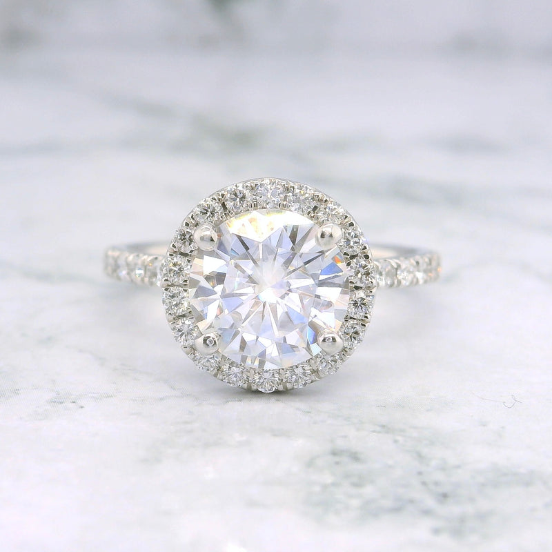 Moissanite Round Cut Round Halo Engagement Ring