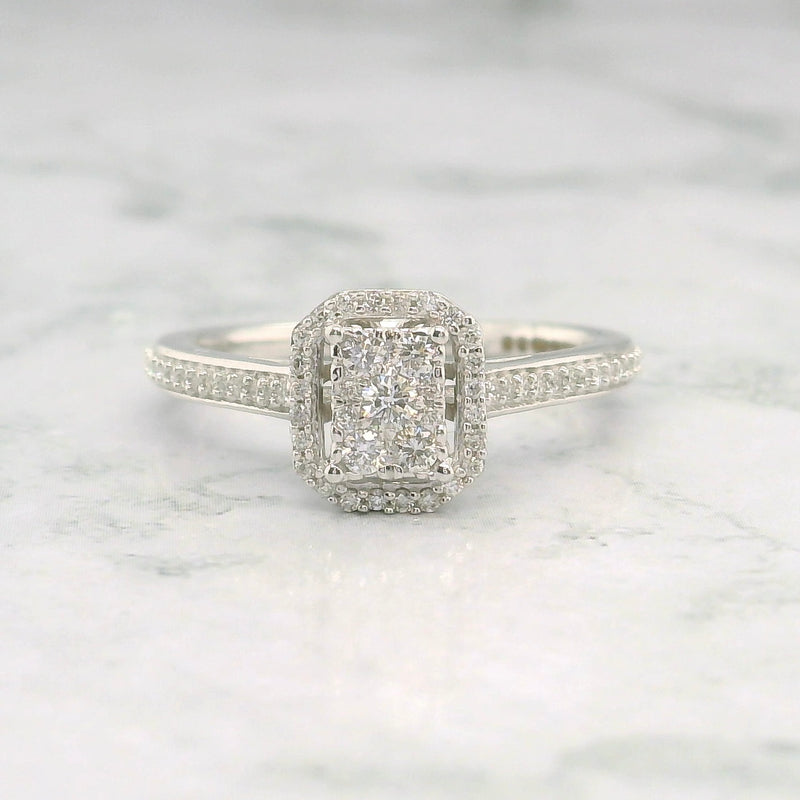 Radiant Shape Single Halo Diamond Ring