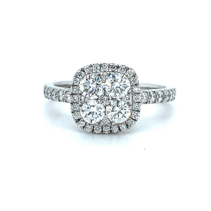 Cushion Shape Single Halo Diamond Ring