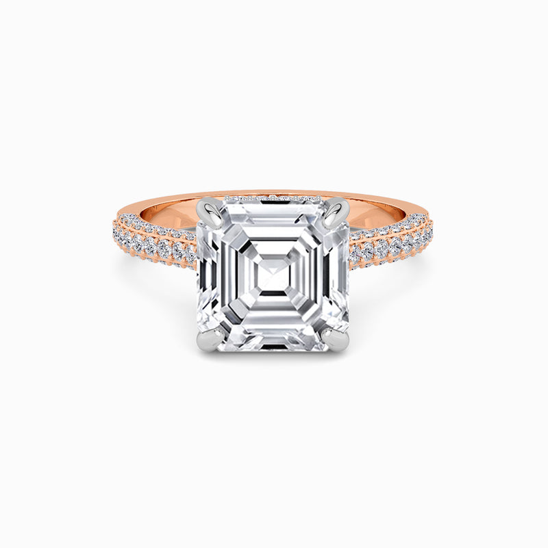 Asscher Cut 3D Pavé Cathedral Lab Diamond Engagement Ring (1.00ct+)