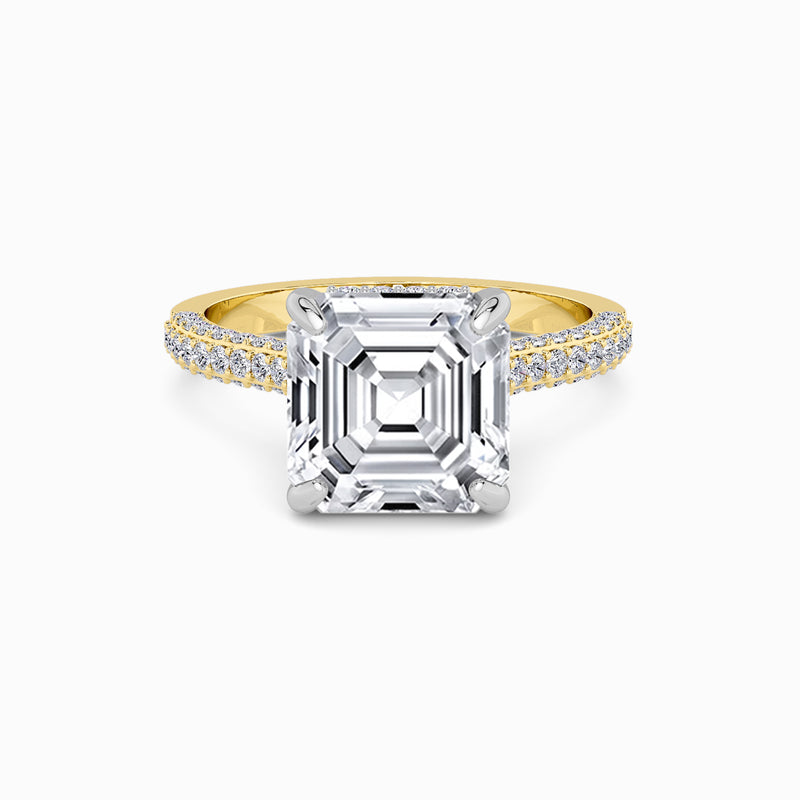 Asscher Cut 3D Pavé Cathedral Lab Diamond Engagement Ring (1.00ct+)