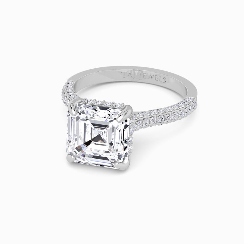 Asscher Cut 3D Pavé Cathedral Lab Diamond Engagement Ring (1.00ct+)