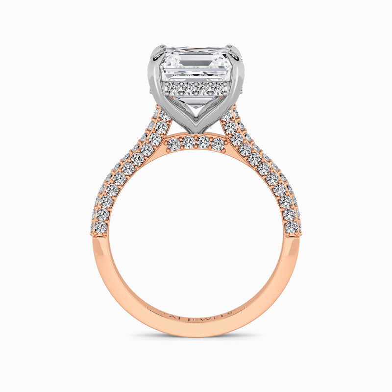 Asscher Cut 3D Pavé Cathedral Lab Diamond Engagement Ring (1.00ct+)