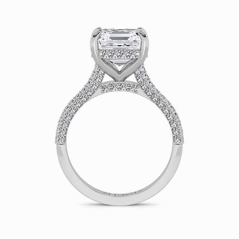 Asscher Cut 3D Pavé Cathedral Lab Diamond Engagement Ring (1.00ct+)