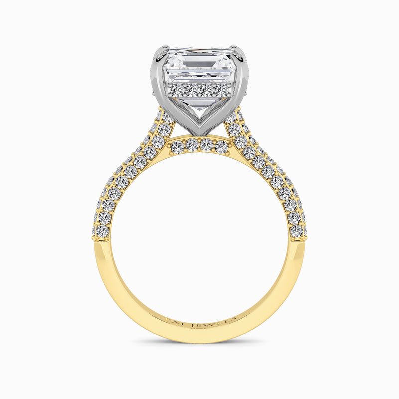 Asscher Cut 3D Pavé Cathedral Lab Diamond Engagement Ring (1.00ct+)