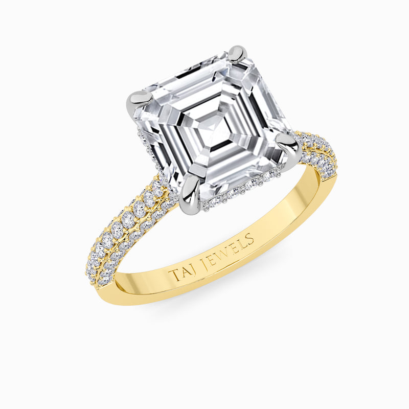 Asscher Cut 3D Pavé Cathedral Lab Diamond Engagement Ring (1.00ct+)