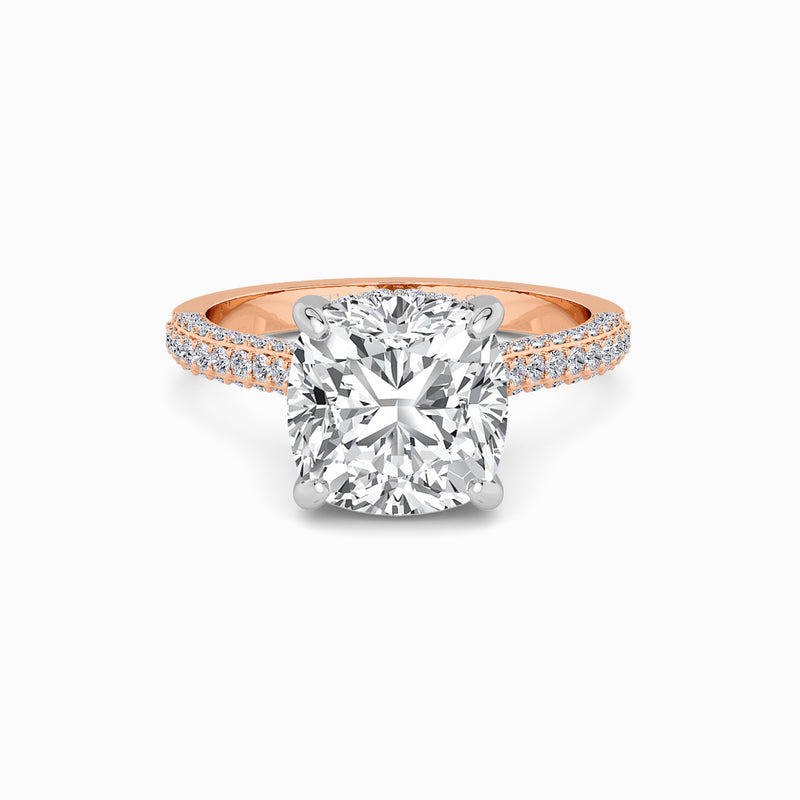 Cushion Cut 3D Pavé Cathedral Lab Diamond Engagement Ring (1.00ct+)