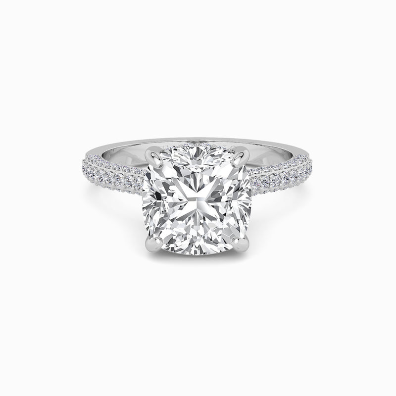 Cushion Cut 3D Pavé Cathedral Lab Diamond Engagement Ring (1.00ct+)