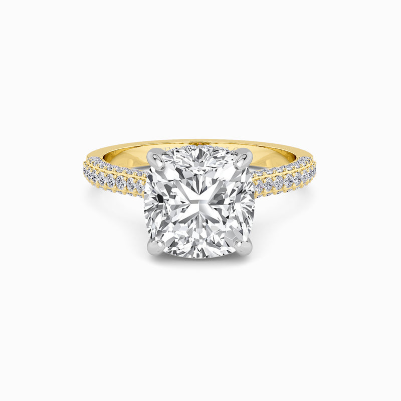 Cushion Cut 3D Pavé Cathedral Lab Diamond Engagement Ring (1.00ct+)