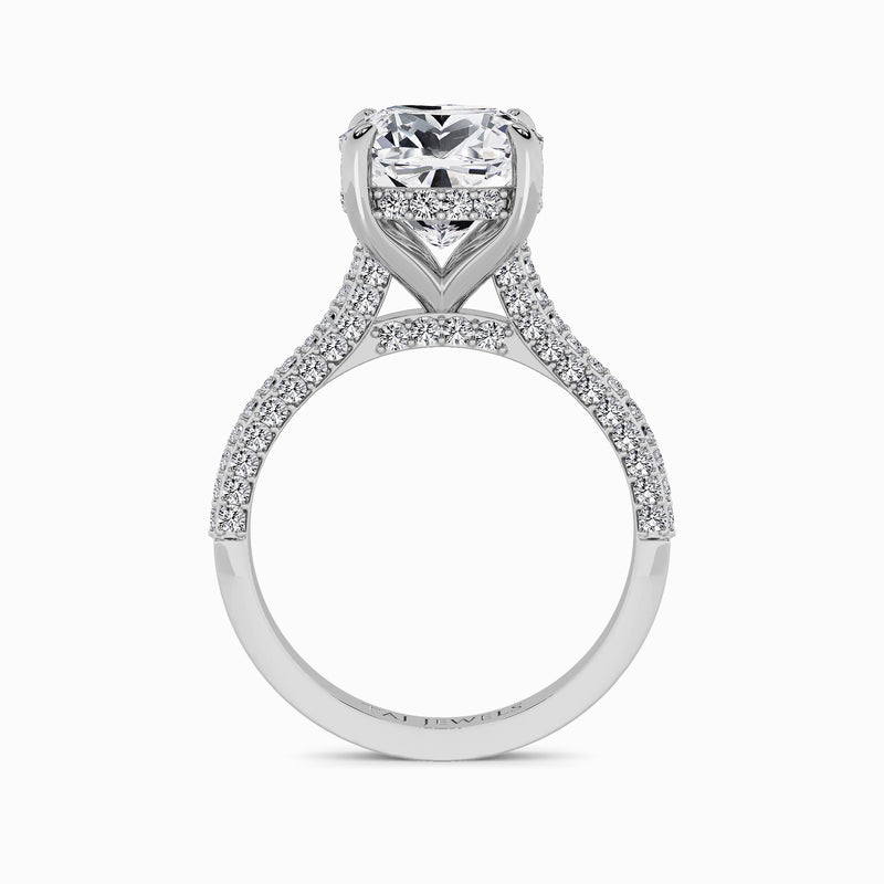 Cushion Cut 3D Pavé Cathedral Lab Diamond Engagement Ring (1.00ct+)