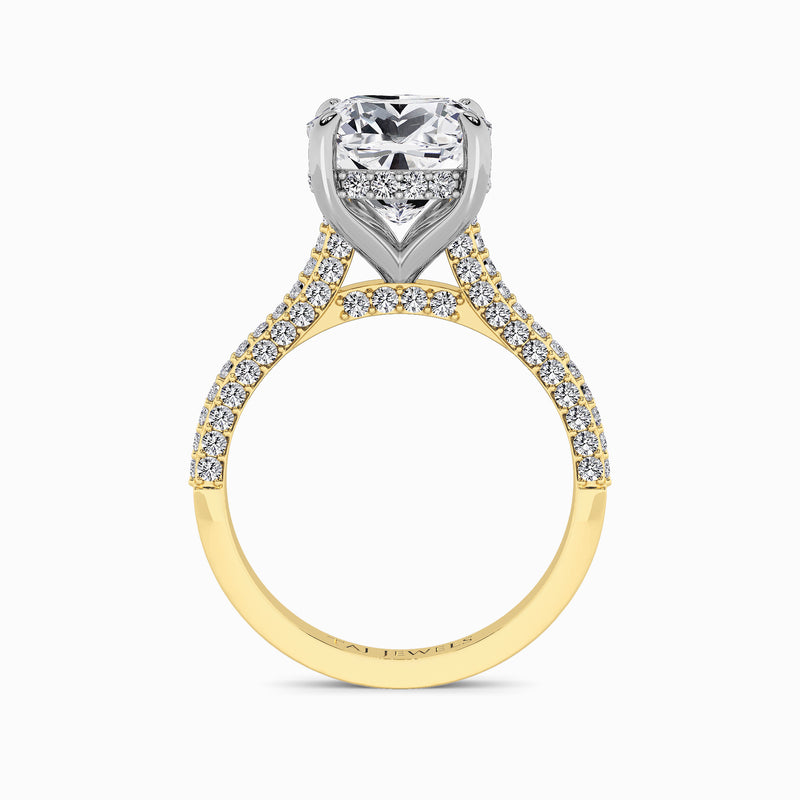 Cushion Cut 3D Pavé Cathedral Lab Diamond Engagement Ring (1.00ct+)