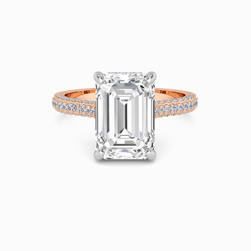 Emerald Cut 3D Pavé Cathedral Lab Diamond Engagement Ring (1.00ct+)