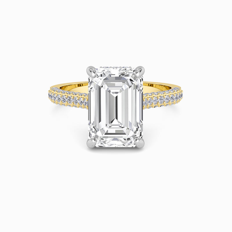 Emerald Cut 3D Pavé Cathedral Lab Diamond Engagement Ring (1.00ct+)