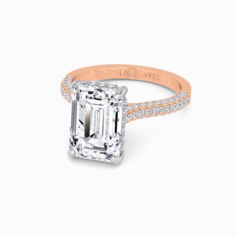 Emerald Cut 3D Pavé Cathedral Lab Diamond Engagement Ring (1.00ct+)