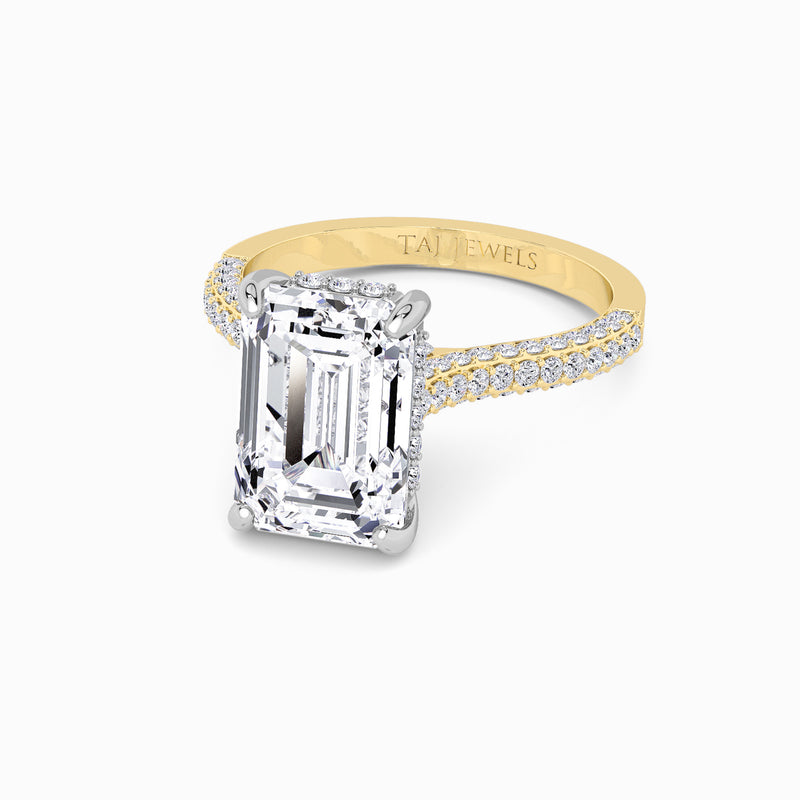 Emerald Cut 3D Pavé Cathedral Lab Diamond Engagement Ring (1.00ct+)