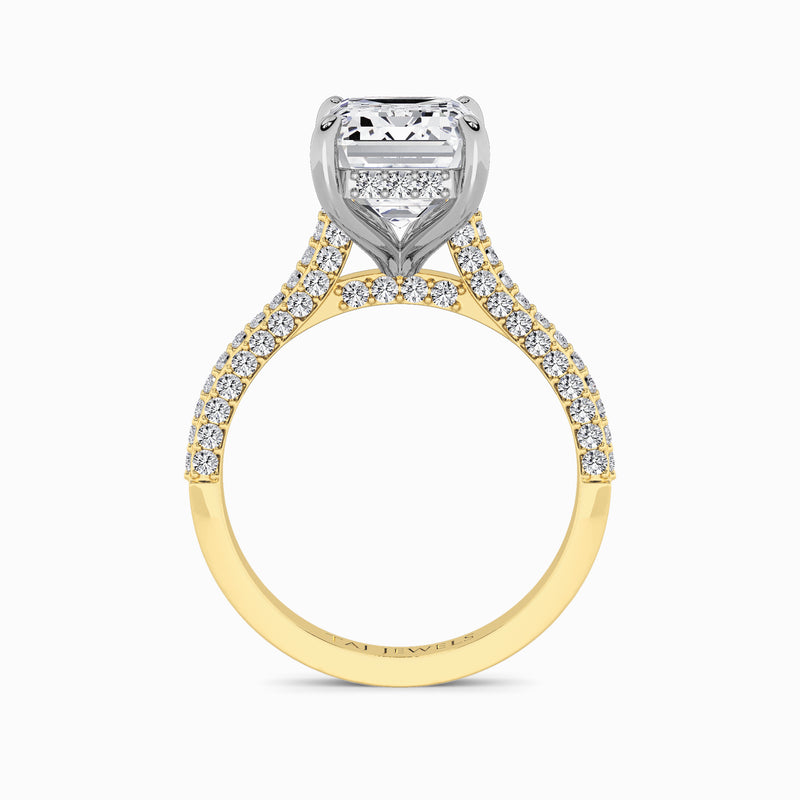 Emerald Cut 3D Pavé Cathedral Lab Diamond Engagement Ring (1.00ct+)