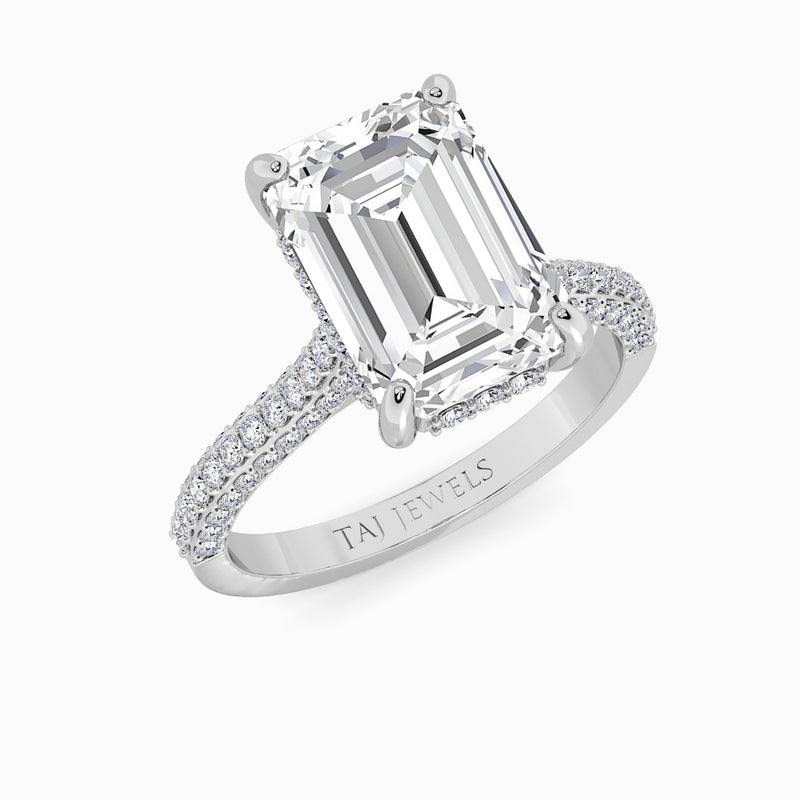 Emerald Cut 3D Pavé Cathedral Lab Diamond Engagement Ring (1.00ct+)