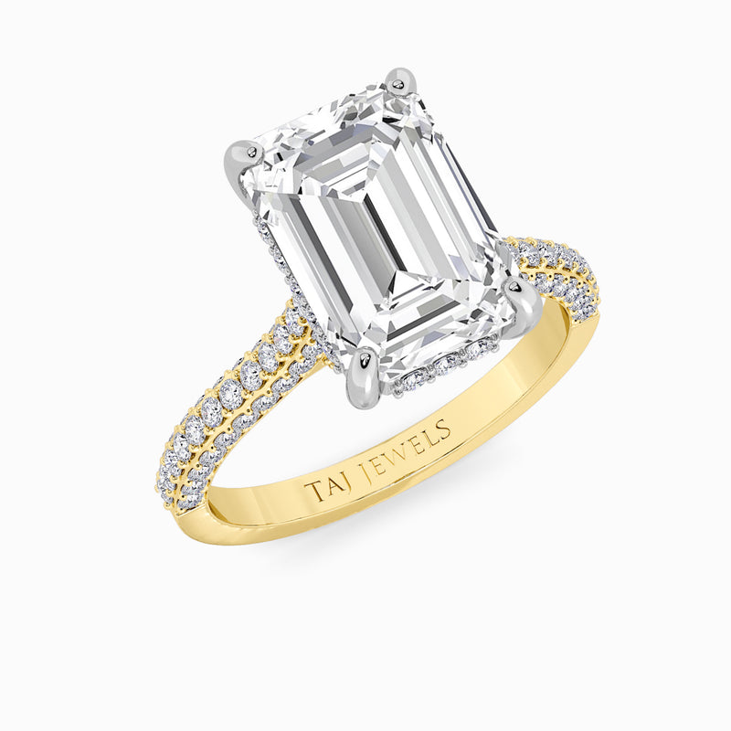 Emerald Cut 3D Pavé Cathedral Lab Diamond Engagement Ring (1.00ct+)