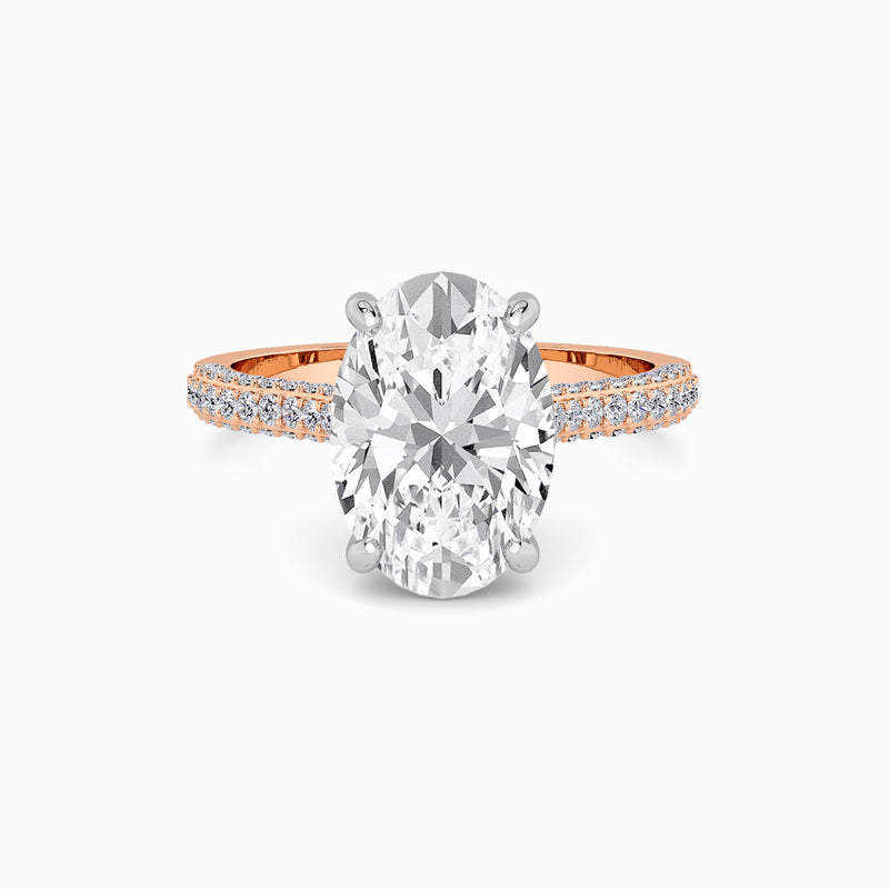 Oval Brilliant Cut 3D Pavé Cathedral Lab Diamond Engagement Ring (1.00ct+)