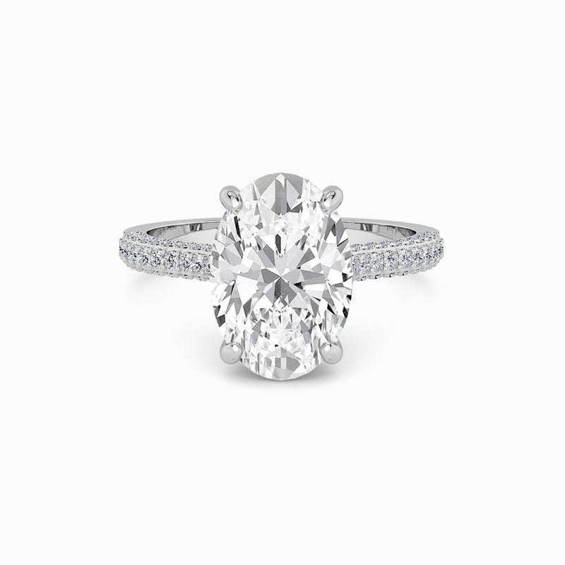 Oval Brilliant Cut 3D Pavé Cathedral Lab Diamond Engagement Ring (1.00ct+)