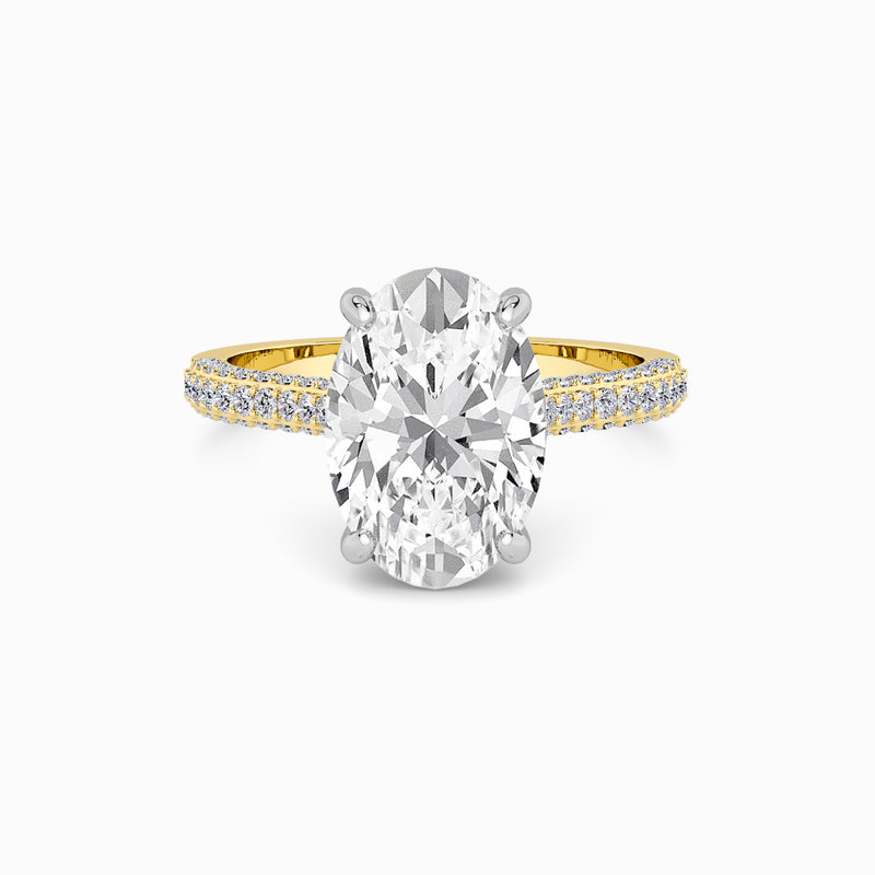 Oval Brilliant Cut 3D Pavé Cathedral Lab Diamond Engagement Ring (1.00ct+)