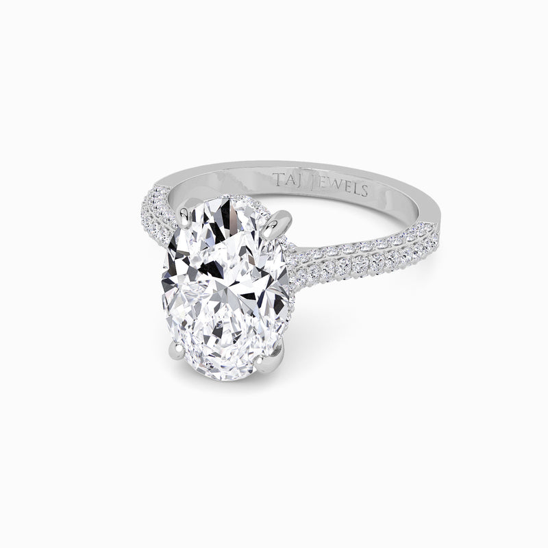 Oval Brilliant Cut 3D Pavé Cathedral Lab Diamond Engagement Ring (1.00ct+)