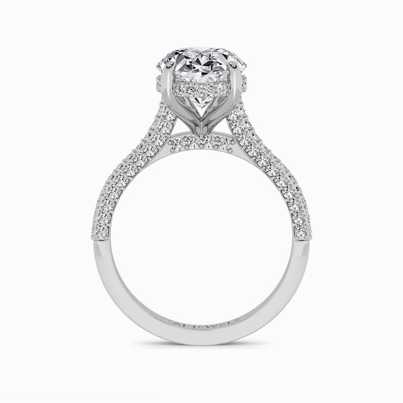 Oval Brilliant Cut 3D Pavé Cathedral Lab Diamond Engagement Ring (1.00ct+)