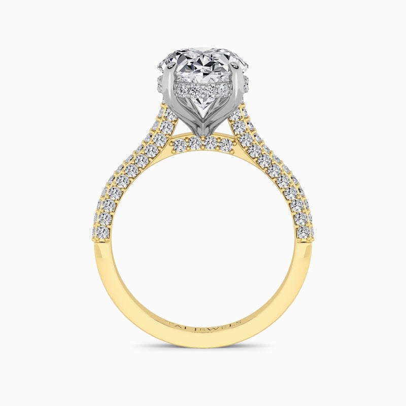 Oval Brilliant Cut 3D Pavé Cathedral Lab Diamond Engagement Ring (1.00ct+)