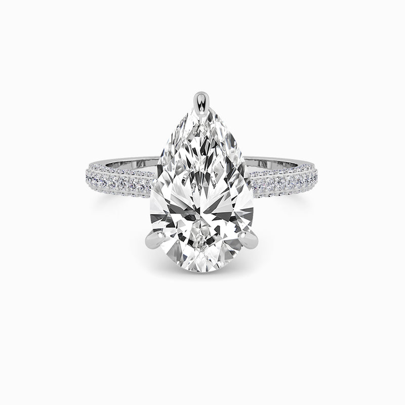 Pear Brilliant Cut 3D Pavé Cathedral Lab Diamond Engagement Ring (1.00ct+)