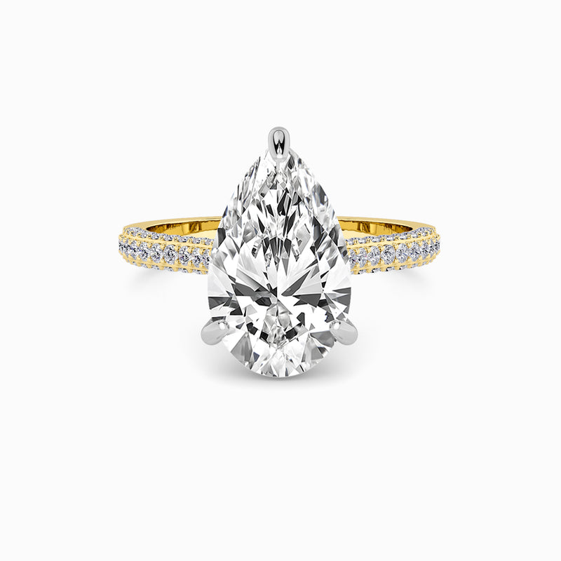 Pear Brilliant Cut 3D Pavé Cathedral Lab Diamond Engagement Ring (1.00ct+)