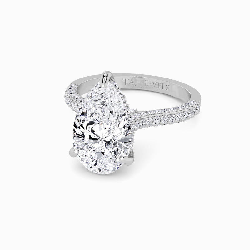 Pear Brilliant Cut 3D Pavé Cathedral Lab Diamond Engagement Ring (1.00ct+)