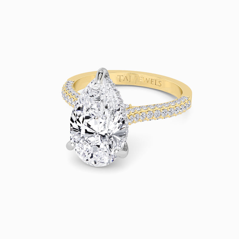 Pear Brilliant Cut 3D Pavé Cathedral Lab Diamond Engagement Ring (1.00ct+)