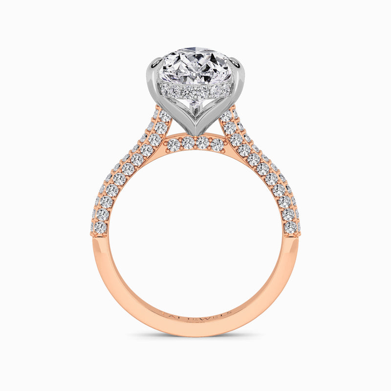 Pear Brilliant Cut 3D Pavé Cathedral Lab Diamond Engagement Ring (1.00ct+)