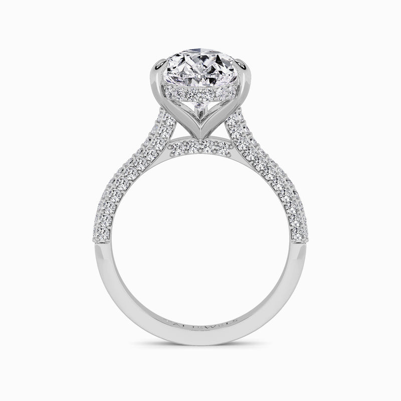 Pear Brilliant Cut 3D Pavé Cathedral Lab Diamond Engagement Ring (1.00ct+)