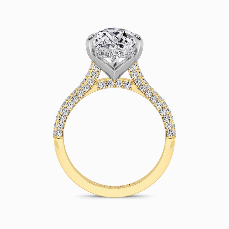 Pear Brilliant Cut 3D Pavé Cathedral Lab Diamond Engagement Ring (1.00ct+)