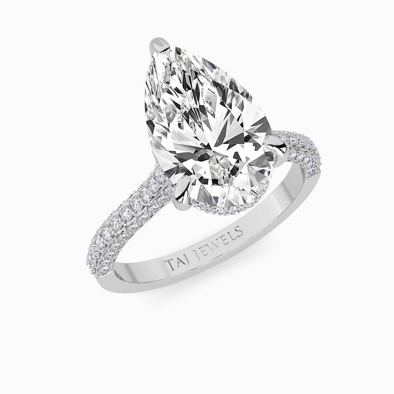 Pear Brilliant Cut 3D Pavé Cathedral Lab Diamond Engagement Ring (1.00ct+)