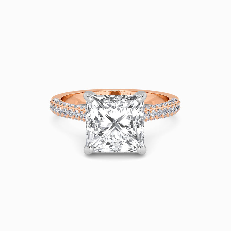 Princess Cut 3D Pavé Cathedral Lab Diamond Engagement Ring (1.00ct+)