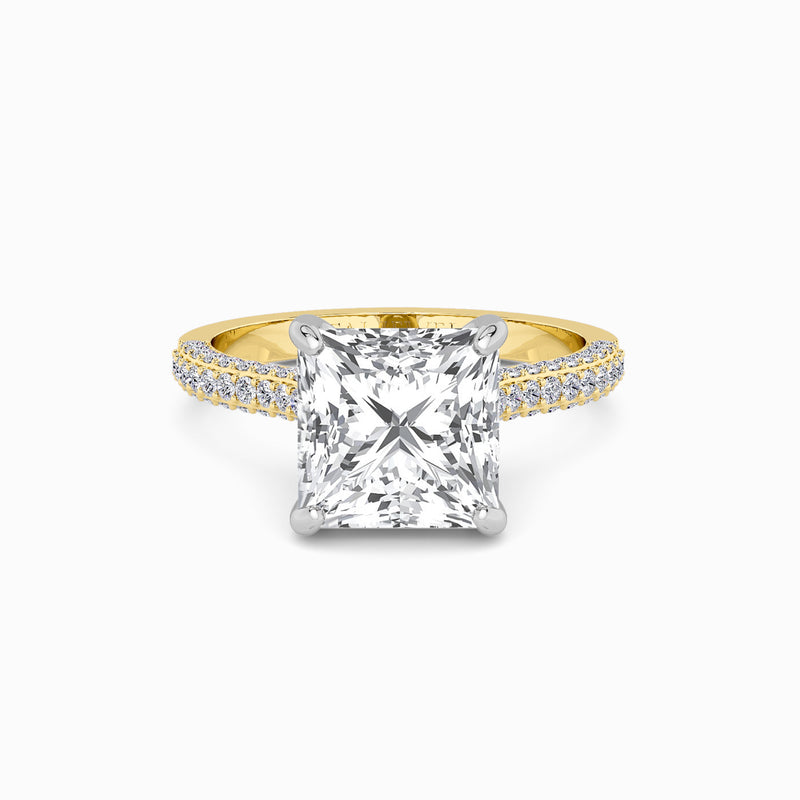 Princess Cut 3D Pavé Cathedral Lab Diamond Engagement Ring (1.00ct+)