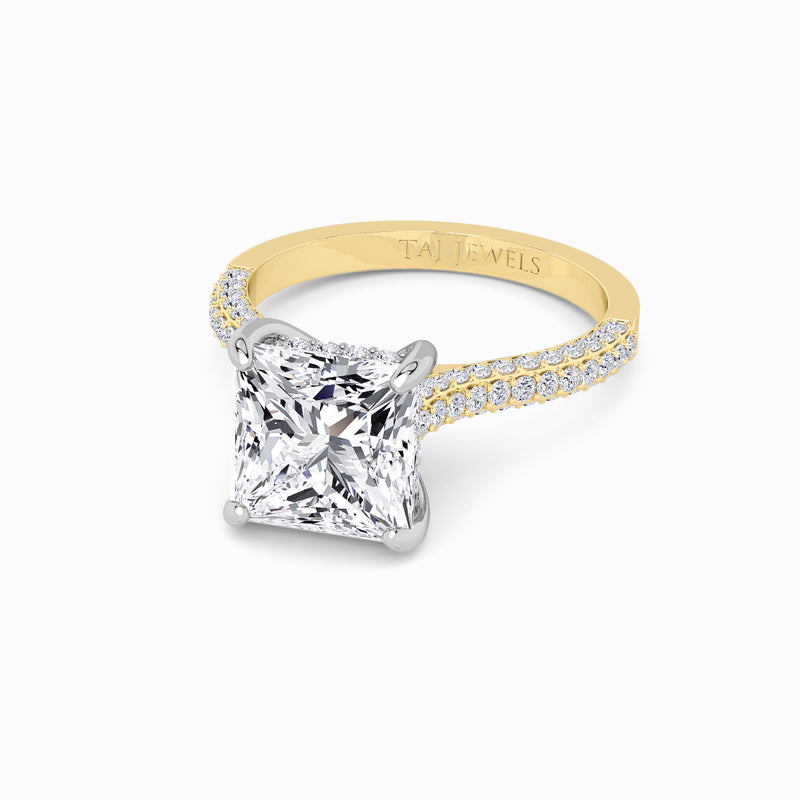 Princess Cut 3D Pavé Cathedral Lab Diamond Engagement Ring (1.00ct+)