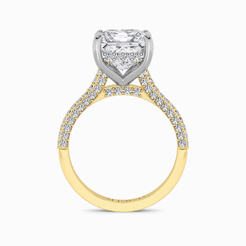 Princess Cut 3D Pavé Cathedral Lab Diamond Engagement Ring (1.00ct+)