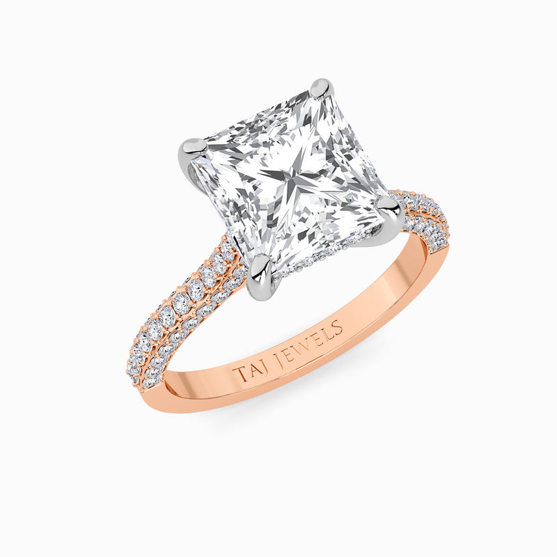 Princess Cut 3D Pavé Cathedral Lab Diamond Engagement Ring (1.00ct+)