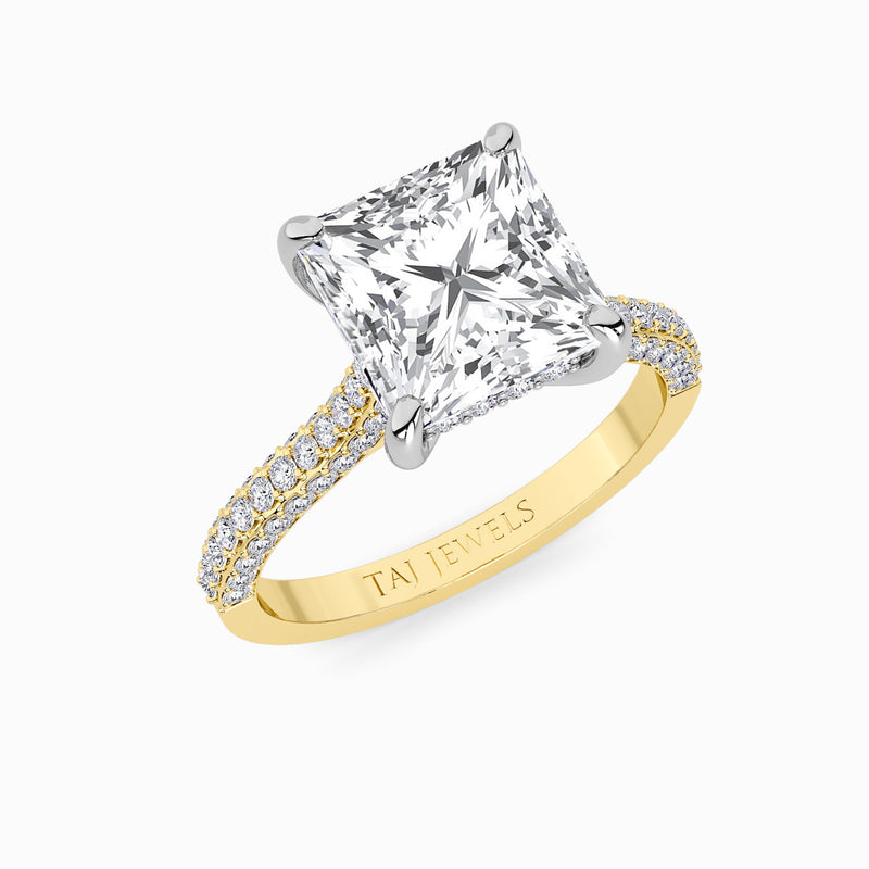 Princess Cut 3D Pavé Cathedral Lab Diamond Engagement Ring (1.00ct+)