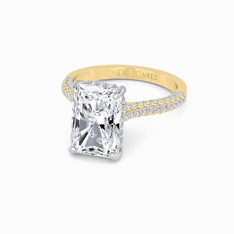 Radiant Cut 3D Pavé Cathedral Lab Diamond Engagement Ring (1.00ct+)