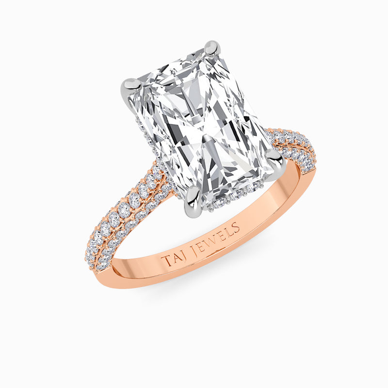 Radiant Cut 3D Pavé Cathedral Lab Diamond Engagement Ring (1.00ct+)