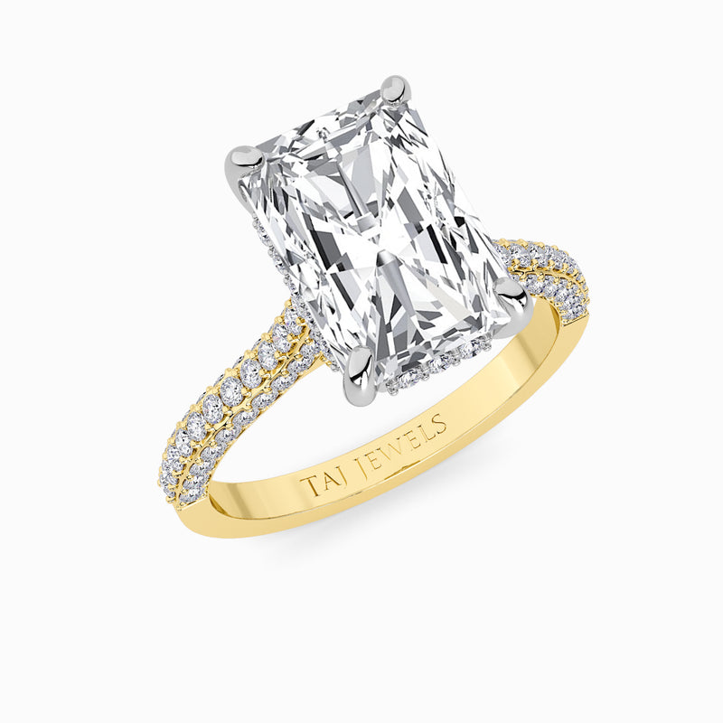 Radiant Cut 3D Pavé Cathedral Lab Diamond Engagement Ring (1.00ct+)