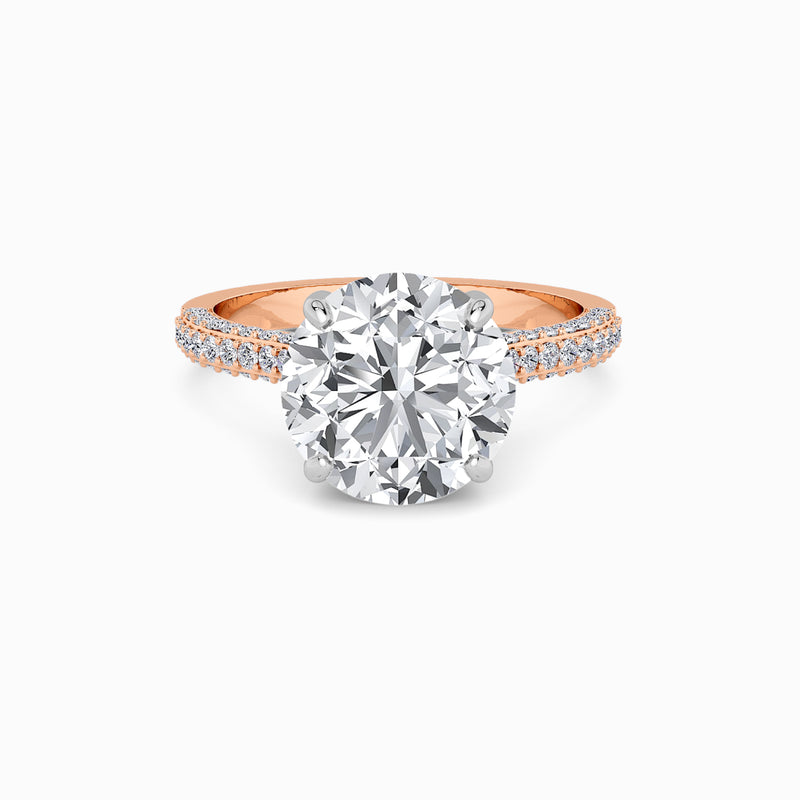 Round Brilliant Cut 3D Pavé Cathedral Lab Diamond Engagement Ring (1.00ct+)