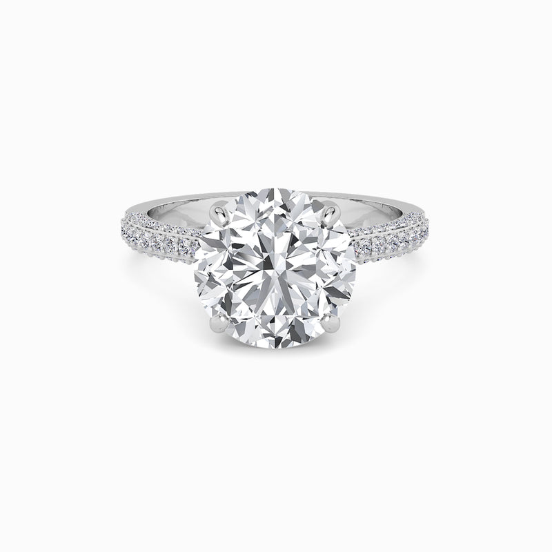 Round Brilliant Cut 3D Pavé Cathedral Lab Diamond Engagement Ring (1.00ct+)