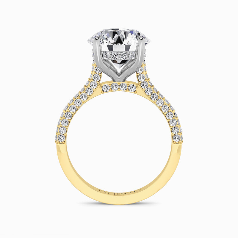 Round Brilliant Cut 3D Pavé Cathedral Lab Diamond Engagement Ring (1.00ct+)